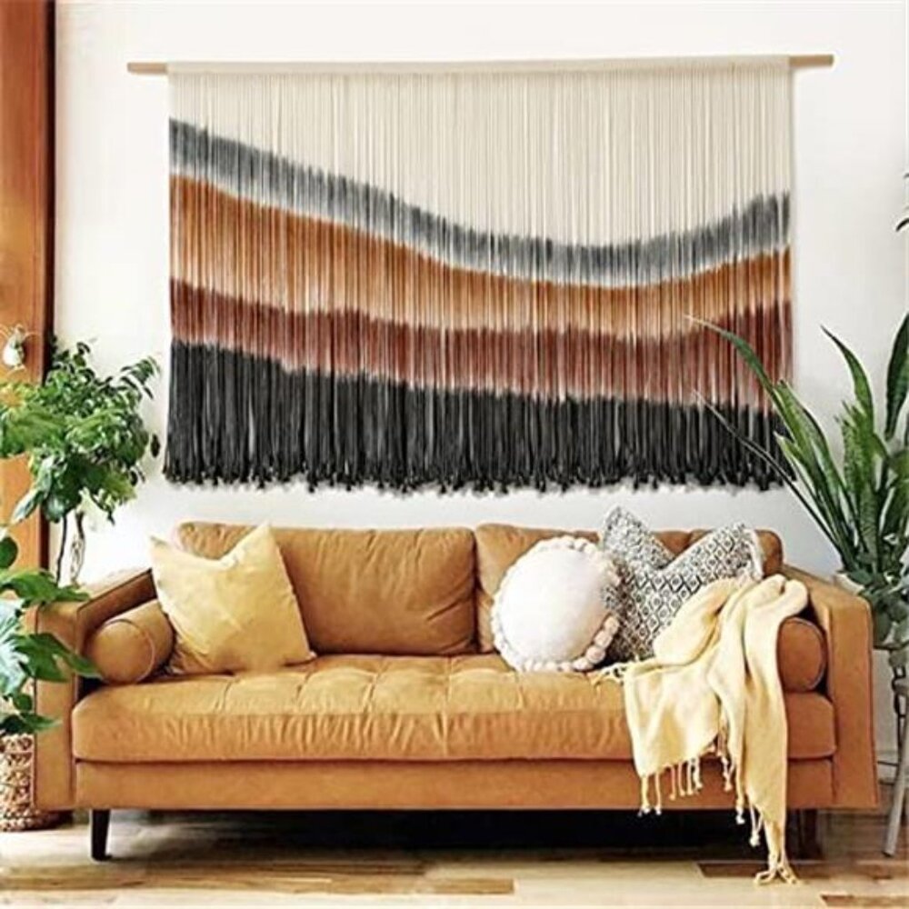 Macrame Wall Hanging Macrame Wall Decor Large-Scale Tie-Dye Tapestry - Picture 1 of 7